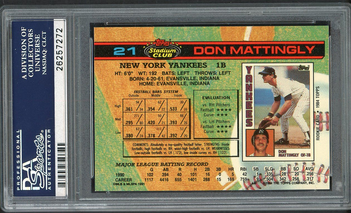 1991 Stadium Club #021 Don Mattingly Yankees PSA 10 GEM MINT 561951