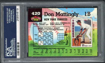 1992 Stadium Club #420 Don Mattingly Yankees PSA 10 GEM MINT 561953
