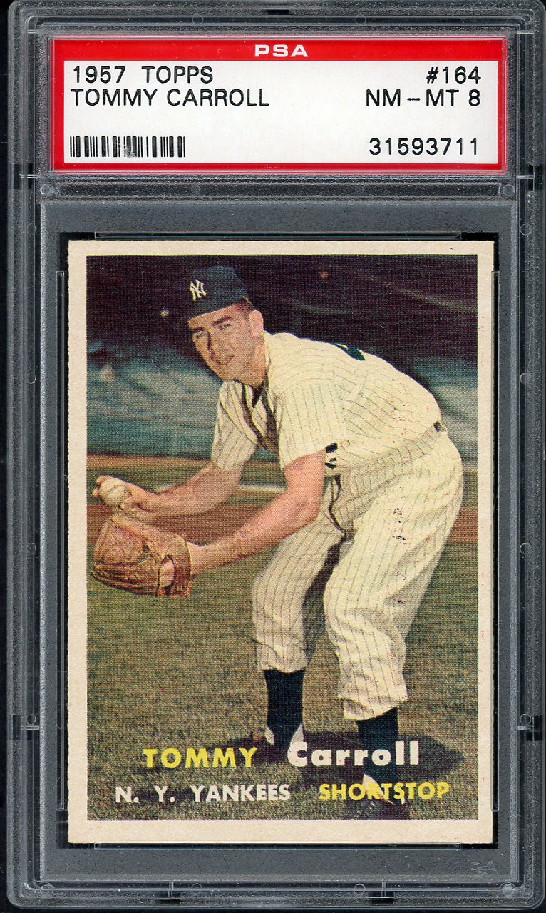 1957 Topps Baseball #164 Tommy Carroll Yankees PSA 8 NM/MT 561956