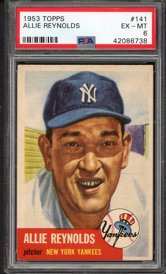 1953 Topps Baseball #141 Allie Reynolds Yankees PSA 6 EX-MT 561958