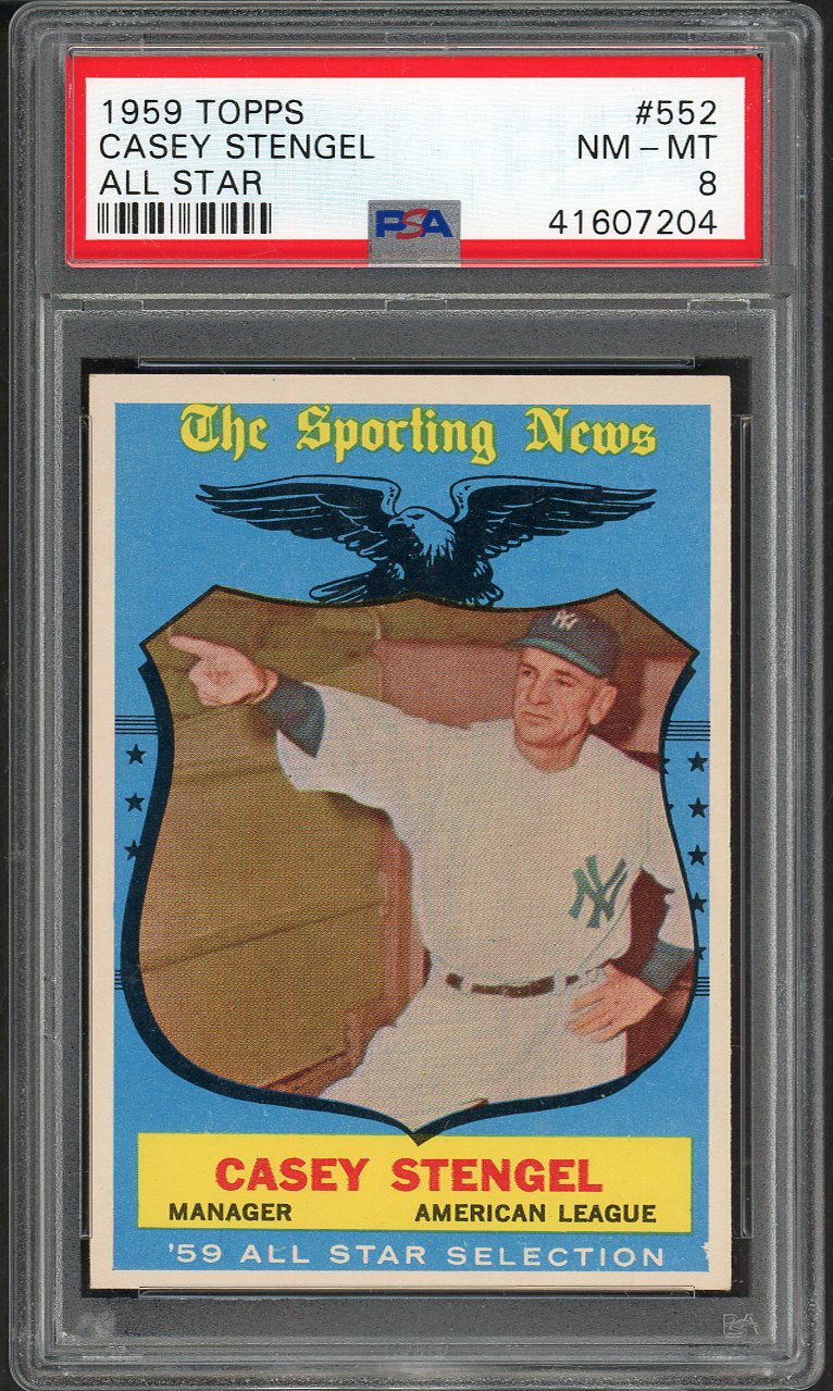 1959 Topps Baseball #552 Casey Stengel A.S. Yankees PSA 8 NM/MT 561961