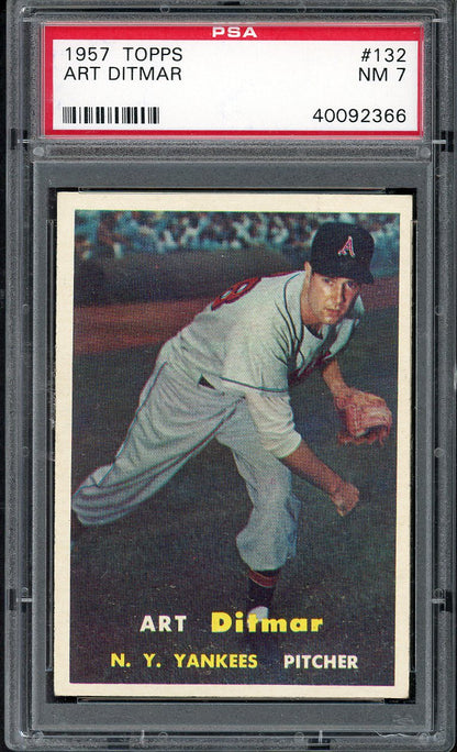 1957 Topps Baseball #132 Art Ditmar Yankees PSA 7 NM 561962