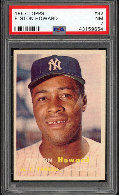 1957 Topps Baseball #082 Elston Howard Yankees PSA 7 NM 561963