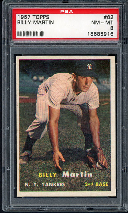 1957 Topps Baseball #062 Billy Martin Yankees PSA 8 NM/MT 561964