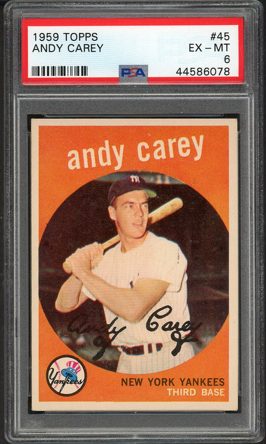 1959 Topps Baseball #045 Andy Carey Yankees PSA 6 EX-MT 561965