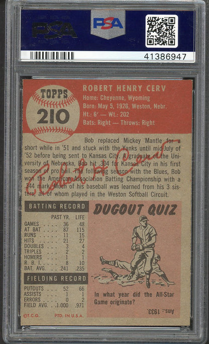 1953 Topps Baseball #210 Bob Cerv Yankees PSA 6 EX-MT 561974