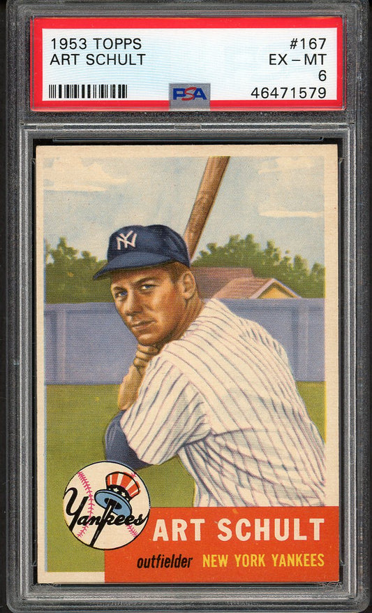 1953 Topps Baseball #167 Art Schult Yankees PSA 6 EX-MT 561975