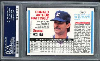 1992 Donruss #596 Don Mattingly Yankees PSA 10 GEM MINT 561982