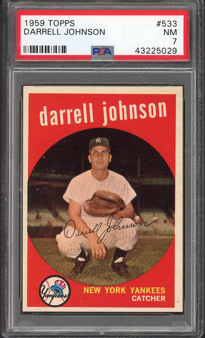 1959 Topps Baseball #533 Darrell Johnson Yankees PSA 7 NM 561986