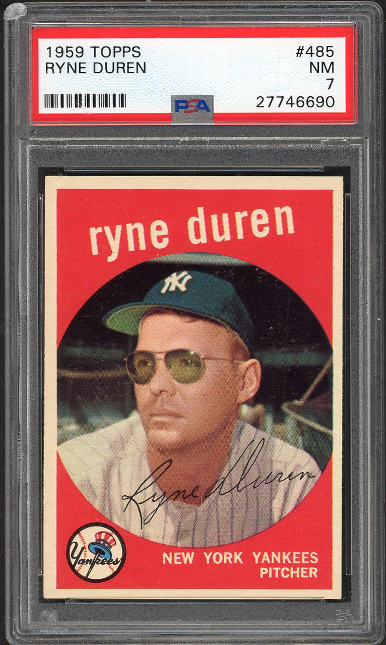 1959 Topps Baseball #485 Ryne Duren Yankees PSA 7 NM 561988