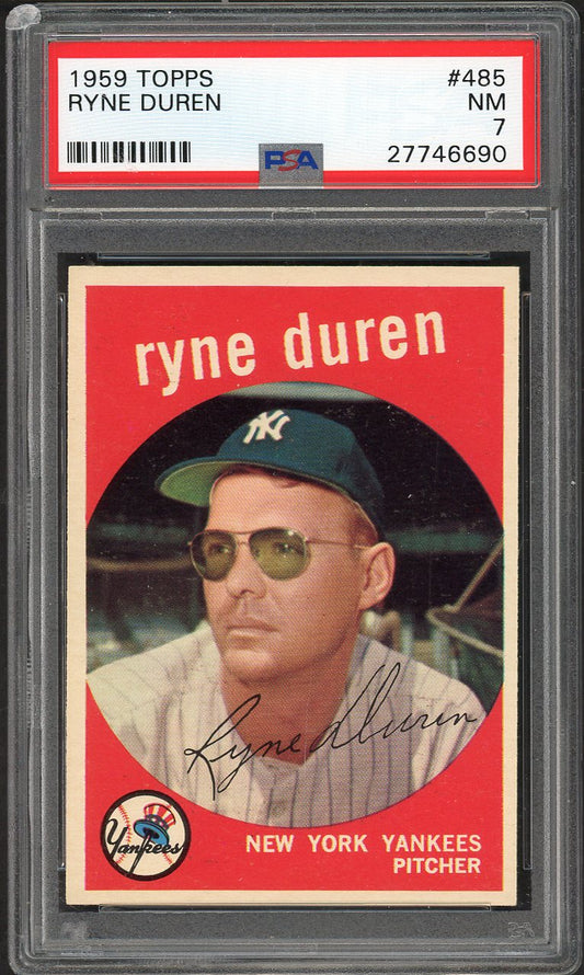 1959 Topps Baseball #485 Ryne Duren Yankees PSA 7 NM 561988