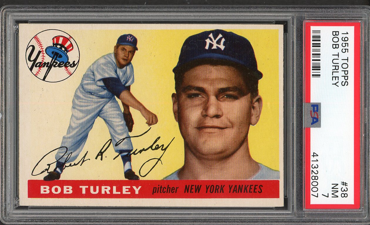 1955 Topps Baseball #038 Bob Turley Yankees PSA 7 NM 561991