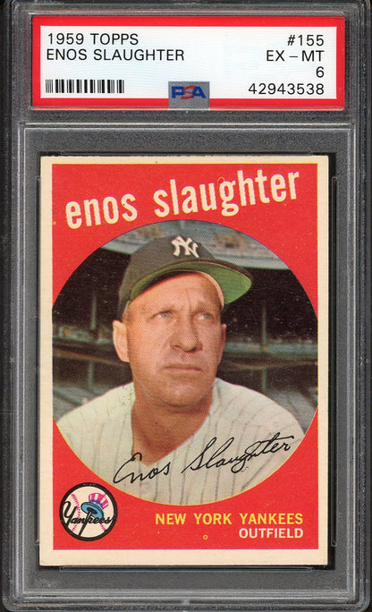 1959 Topps Baseball #155 Enos Slaughter Yankees PSA 6 EX-MT 561994