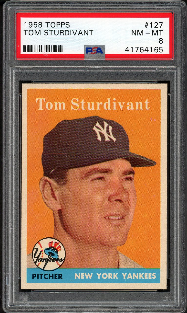 1958 Topps Baseball #127 Tom Sturdivant Yankees PSA 8 NM/MT 561996