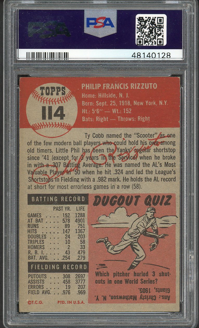 1953 Topps Baseball #114 Phil Rizzuto Yankees PSA 5 EX 562003