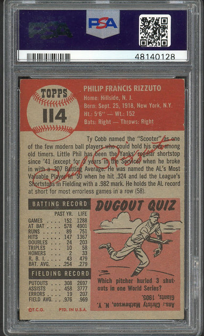 1953 Topps Baseball #114 Phil Rizzuto Yankees PSA 5 EX 562003