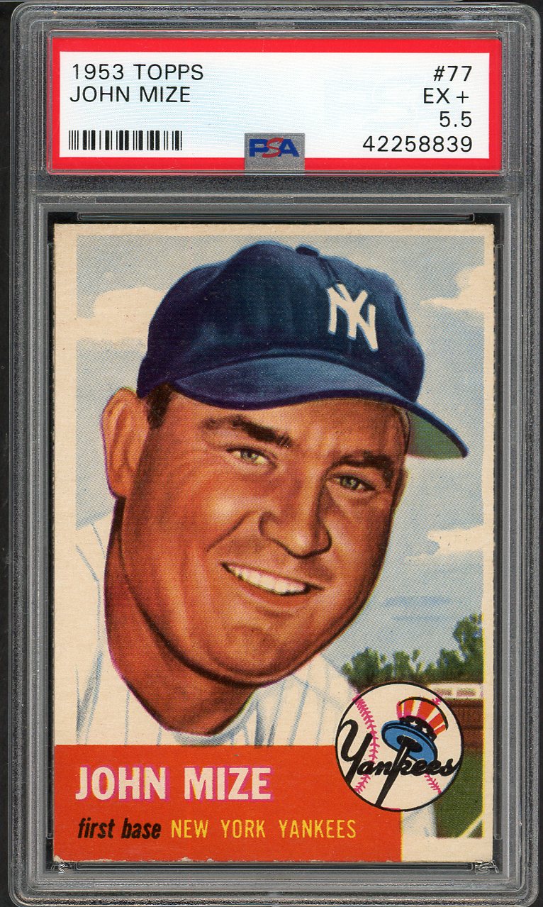 1953 Topps Baseball #077 Johnny Mize Yankees PSA 5.5 EX+ 562005