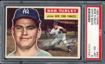 1956 Topps Baseball #040 Bob Turley Yankees PSA 6 EX-MT White 562006