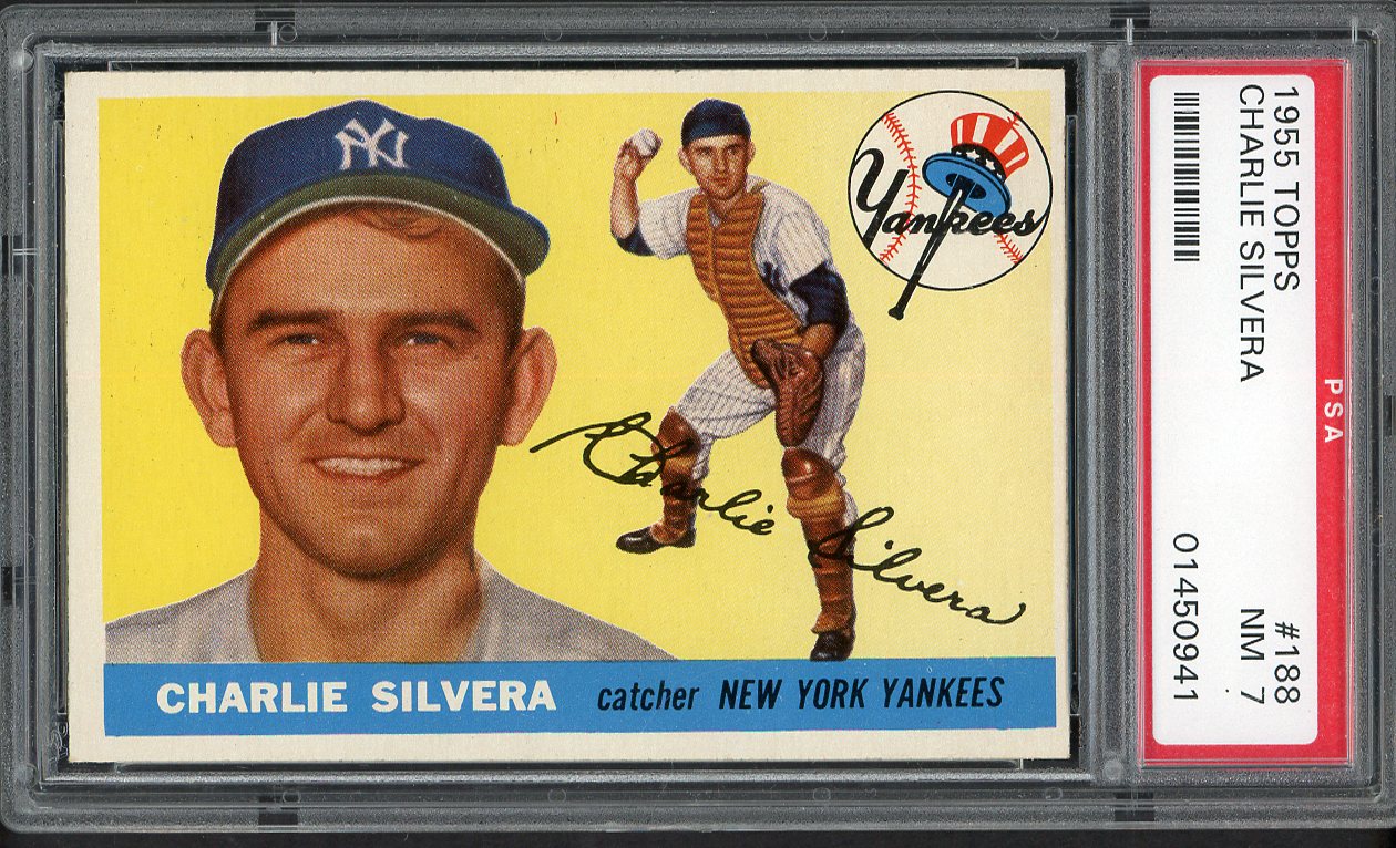 1955 Topps Baseball #188 Charlie Silvera Yankees PSA 7 NM 562007