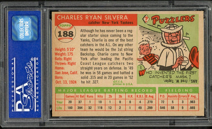 1955 Topps Baseball #188 Charlie Silvera Yankees PSA 7 NM 562007