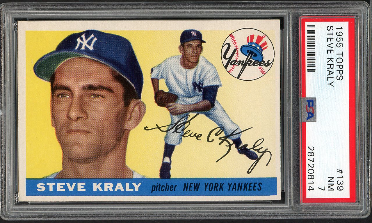 1955 Topps Baseball #139 Steve Kraly Yankees PSA 7 NM 562009