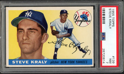 1955 Topps Baseball #139 Steve Kraly Yankees PSA 7 NM 562009