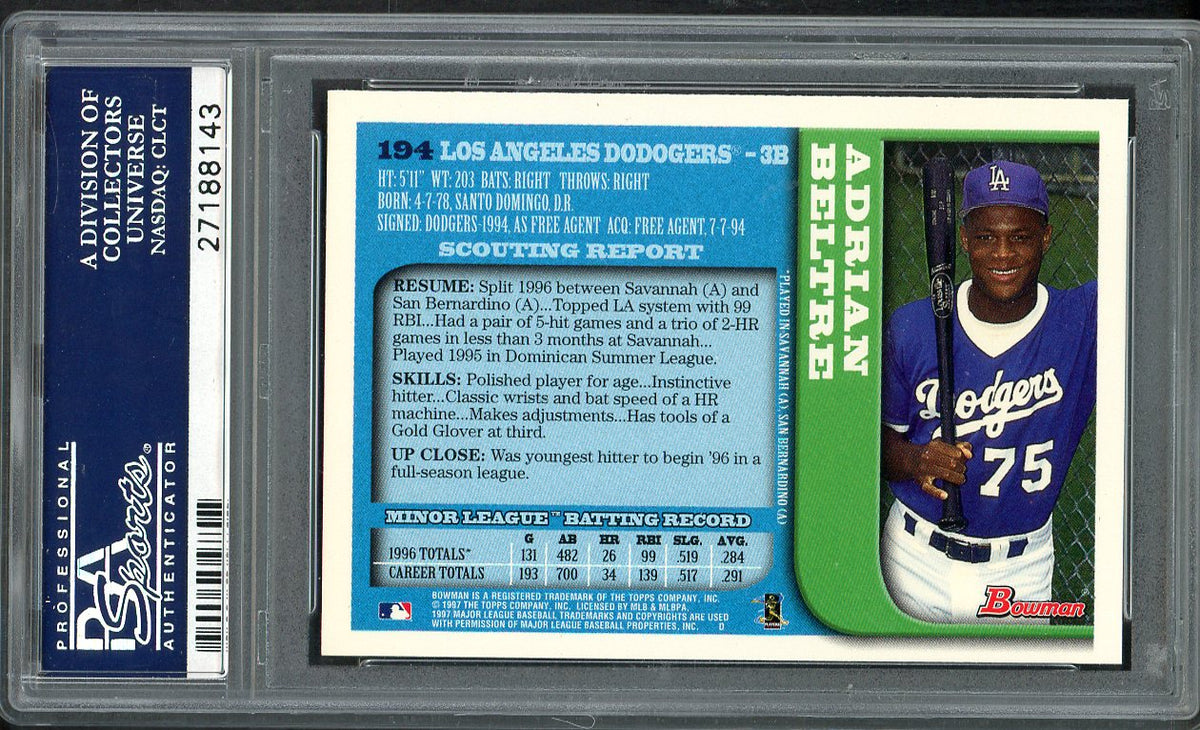 1997 Bowman #194 Adrian Beltre Dodgers PSA 9 MINT 562018