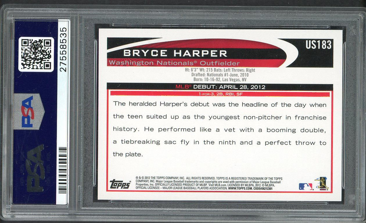 2012 Topps Update #US183 Bryce Harper Nationals PSA 9 MINT 562019