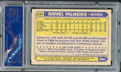 1987 Topps #634 Rafael Palmeiro Cubs PSA 9 MINT 562021