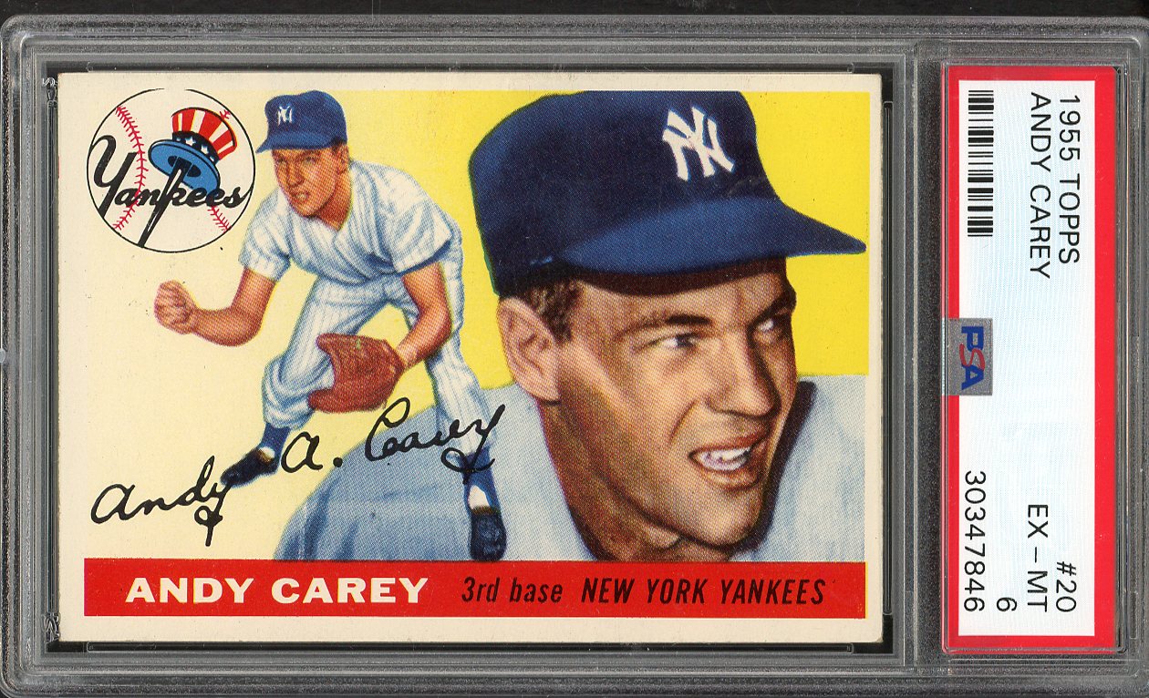 1955 Topps Baseball #020 Andy Carey Yankees PSA 6 EX-MT 562030