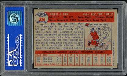 1957 Topps Baseball #036 Bob Grim Yankees PSA 8 NM/MT 562037