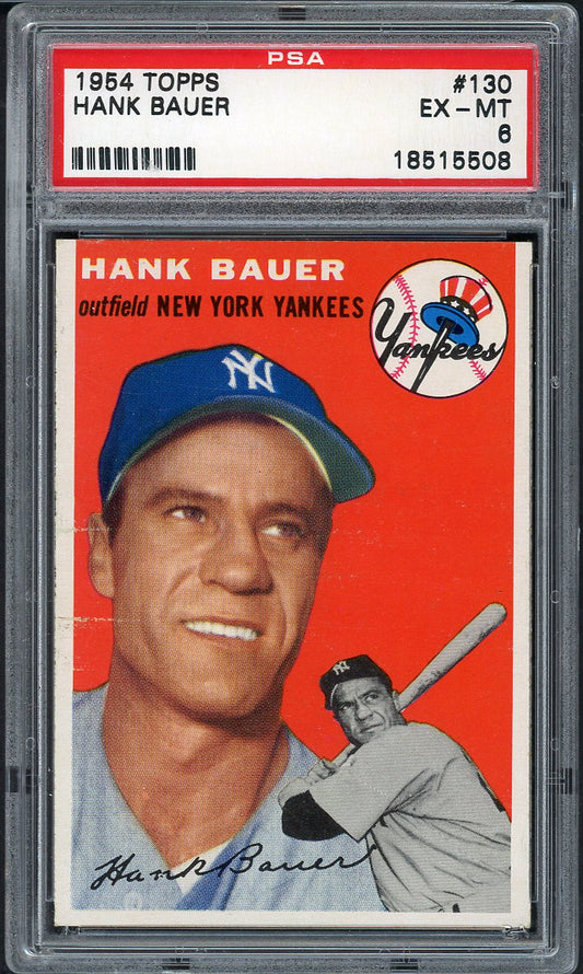 1954 Topps Baseball #130 Hank Bauer Yankees PSA 6 EX-MT 562044
