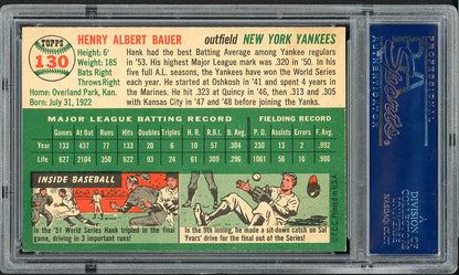 1954 Topps Baseball #130 Hank Bauer Yankees PSA 6 EX-MT 562044