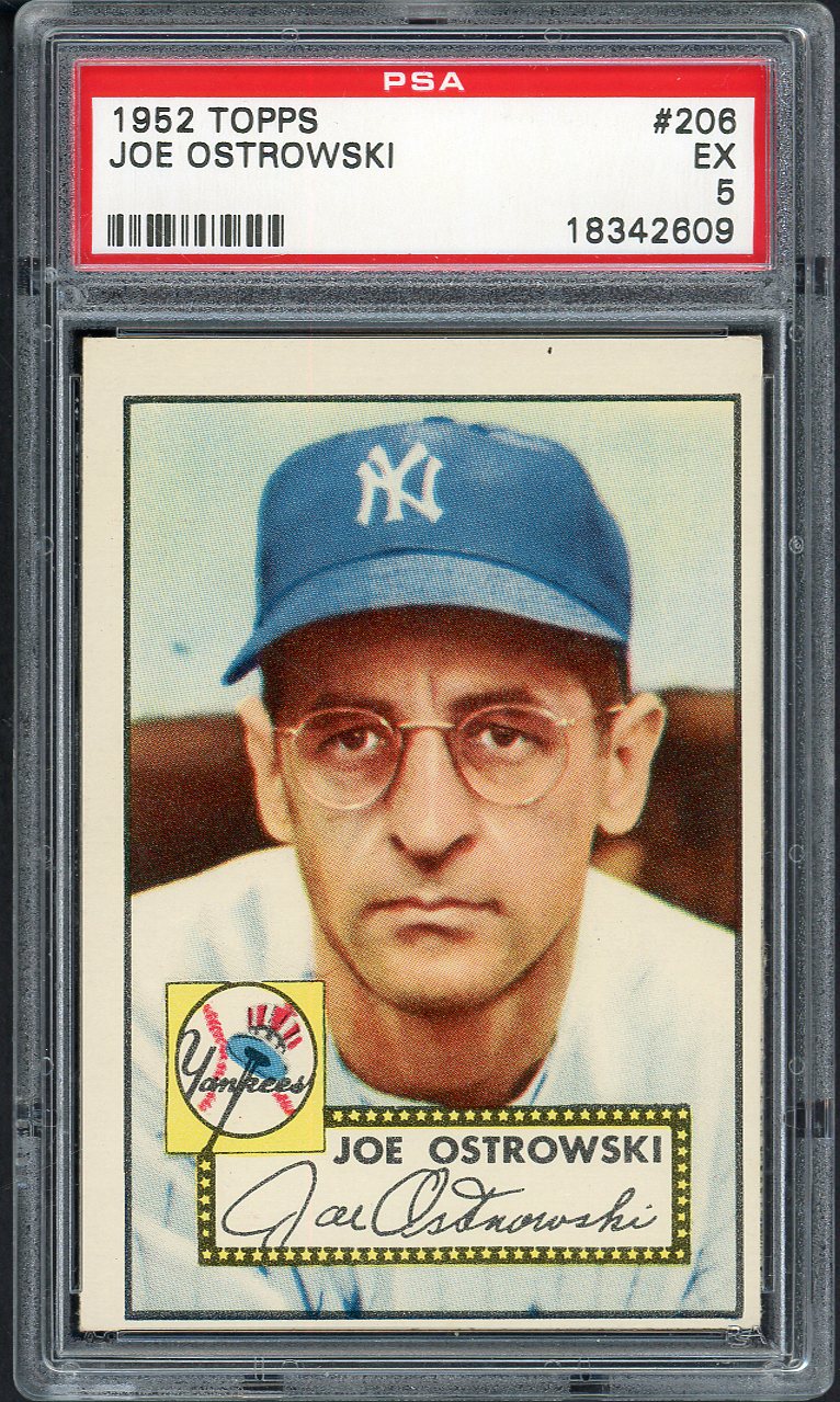 1952 Topps Baseball #206 Joe Ostrowski Yankees PSA 5 EX 562045