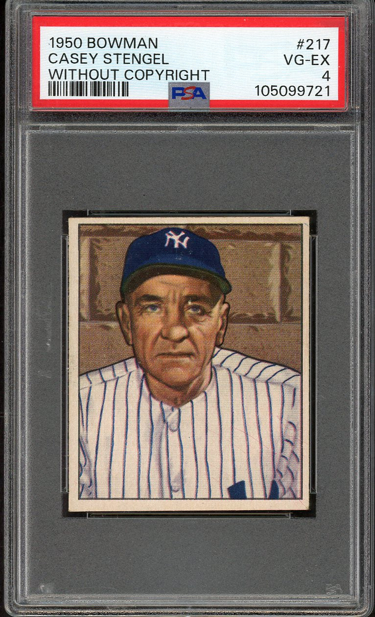 1950 Bowman Baseball #217 Casey Stengel Yankees PSA 4 VG-EX No Copyright 562046