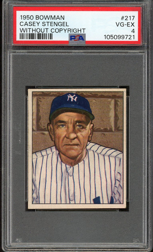 1950 Bowman Baseball #217 Casey Stengel Yankees PSA 4 VG-EX No Copyright 562046