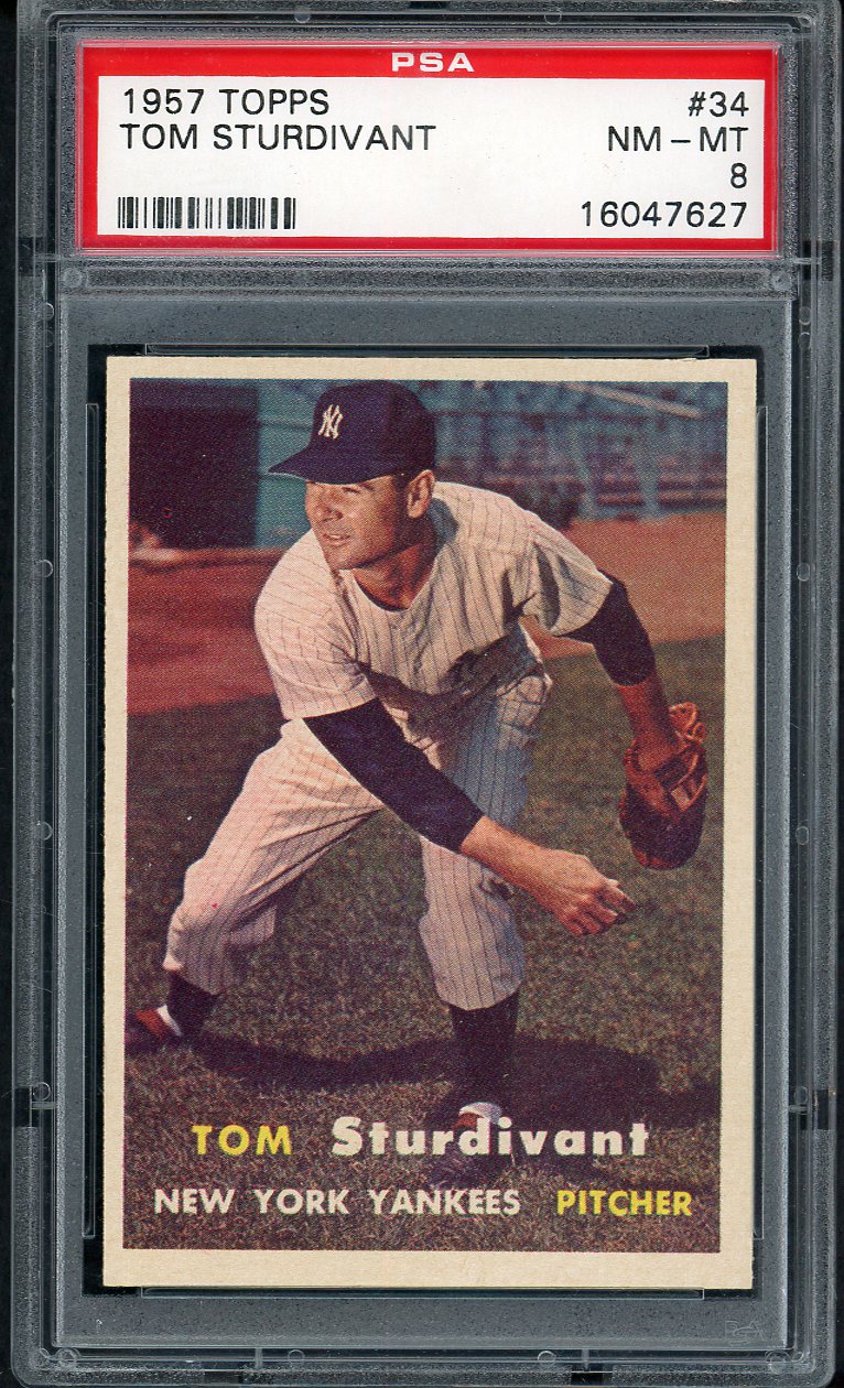 1957 Topps Baseball #034 Tom Sturdivant Yankees PSA 8 NM/MT 562047