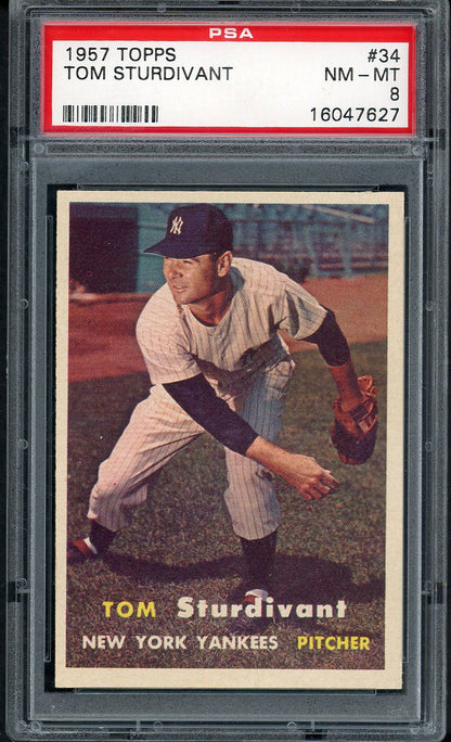 1957 Topps Baseball #034 Tom Sturdivant Yankees PSA 8 NM/MT 562047
