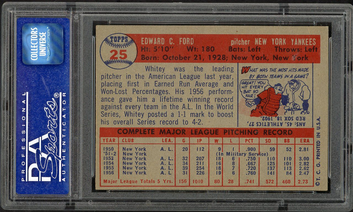 1957 Topps Baseball #025 Whitey Ford Yankees PSA 6 EX-MT 562048