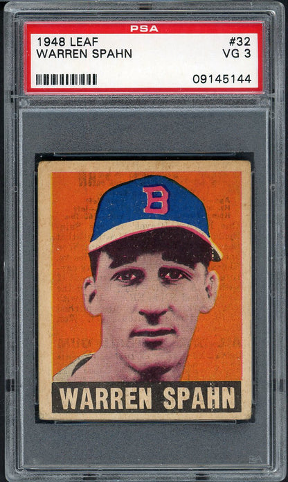 1948 Leaf Baseball #032 Warren Spahn Braves PSA 3 VG 562053