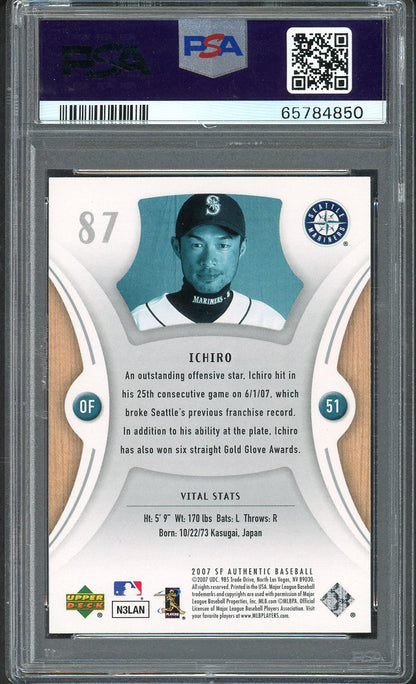 2007 SP Authentic #087 Ichiro Suzuki Mariners PSA 10 GEM MINT 562054