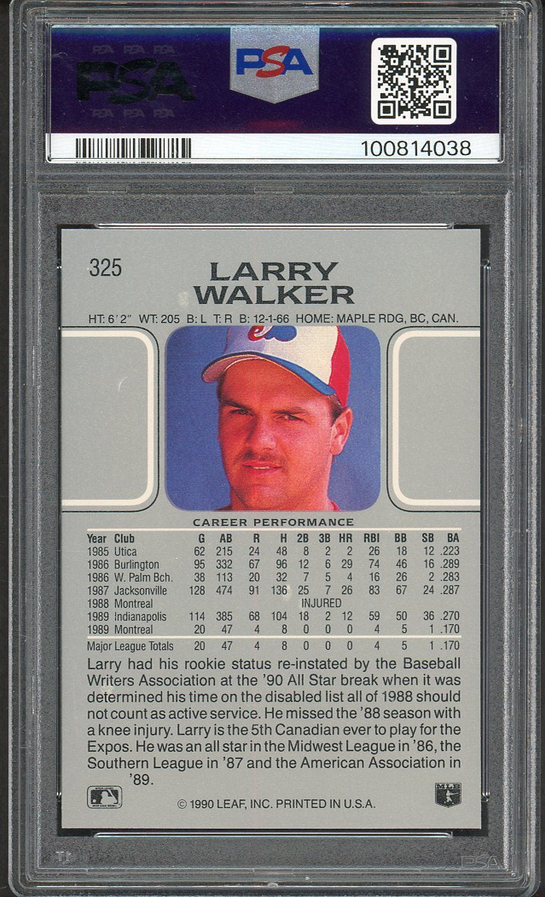 1990 Leaf #325 Larry Walker Expos PSA 9 MINT 562055