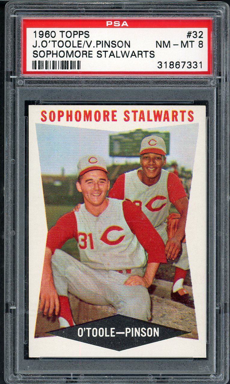 1960 Topps Baseball #032 Vada Pinson Jim O'Toole PSA 8 NM/MT 562061