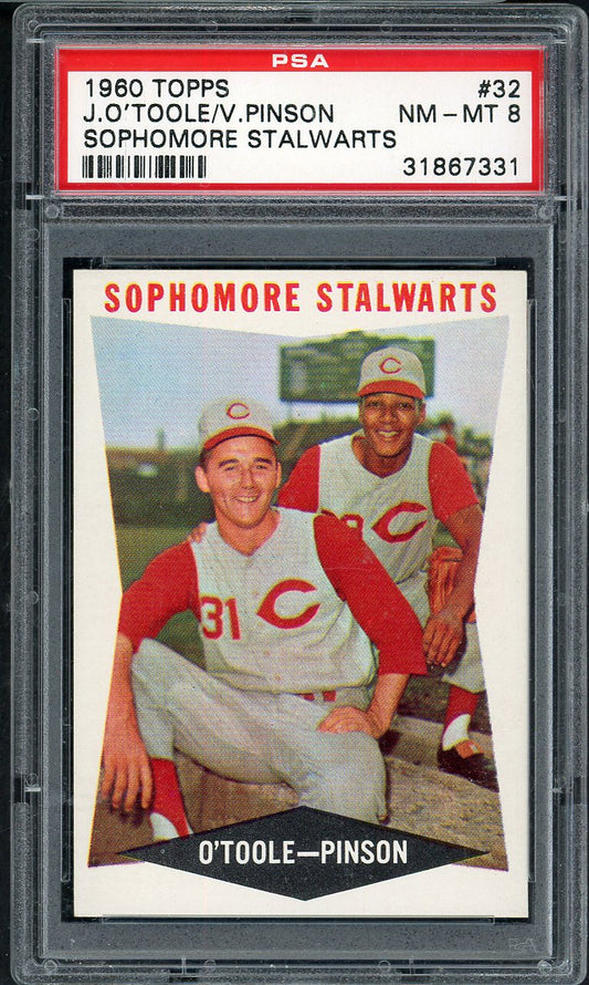 1960 Topps Baseball #032 Vada Pinson Jim O'Toole PSA 8 NM/MT 562061