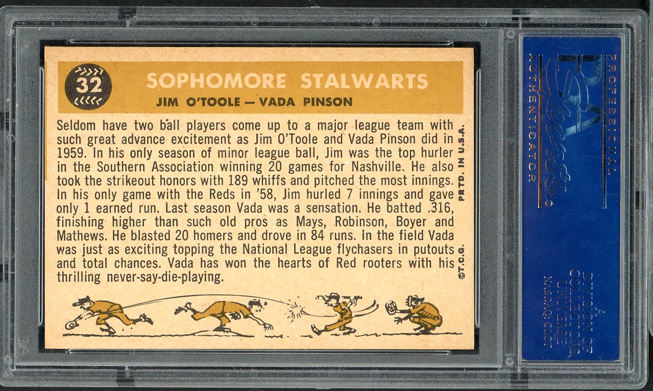1960 Topps Baseball #032 Vada Pinson Jim O'Toole PSA 8 NM/MT 562061