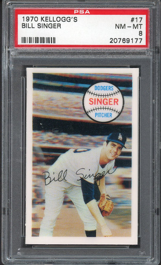 1970 Kelloggs Baseball #017 Bill Singer Dodgers PSA 8 NM/MT 562078