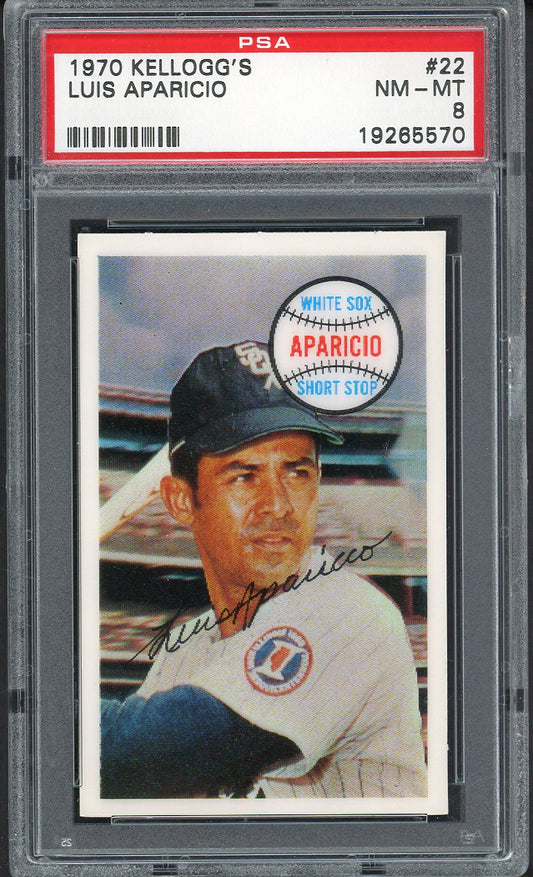 1970 Kelloggs Baseball #022 Luis Aparicio White Sox PSA 8 NM/MT 562083