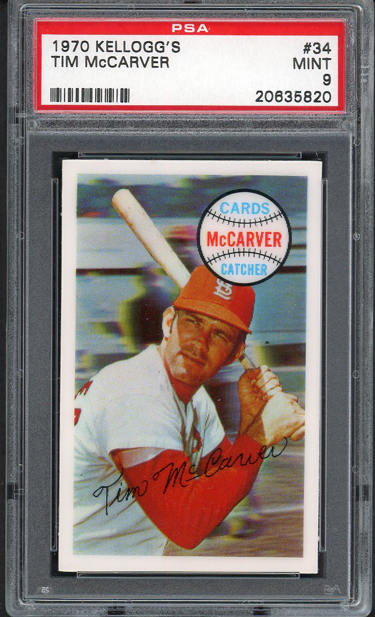 1970 Kelloggs Baseball #034 Tim McCarver Cardinals PSA 9 MINT 562095