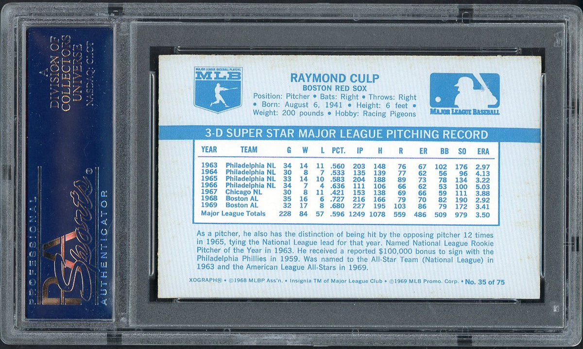 1970 Kelloggs Baseball #035 Ray Culp Red Sox PSA 9 MINT 562096