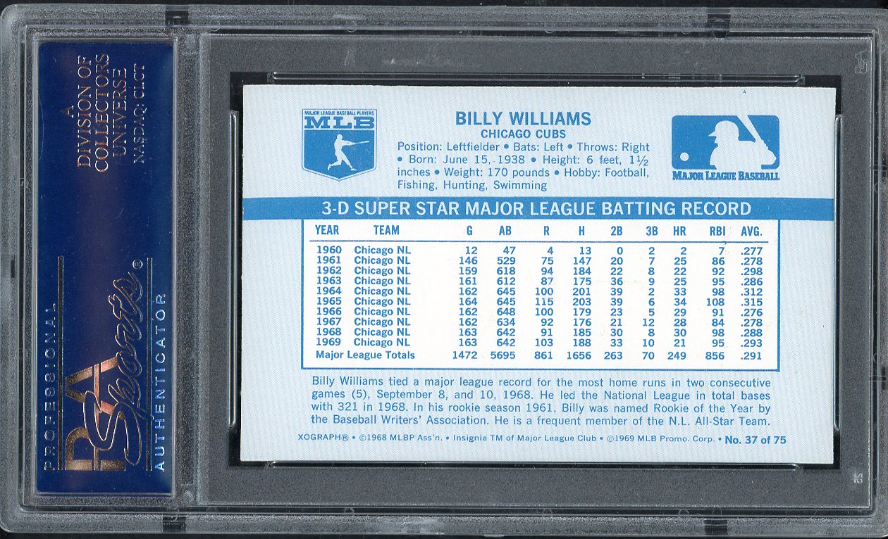1970 Kelloggs Baseball #037 Billy Williams Cubs PSA 9 MINT 562098